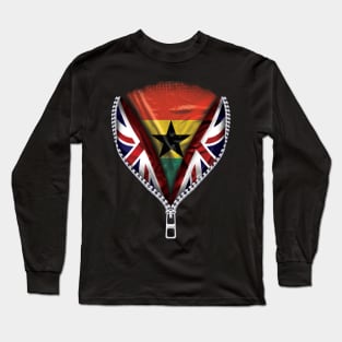 Ghanaian Flag  Ghana Flag zipped British Flag - Gift for Ghanaian From Ghana Long Sleeve T-Shirt